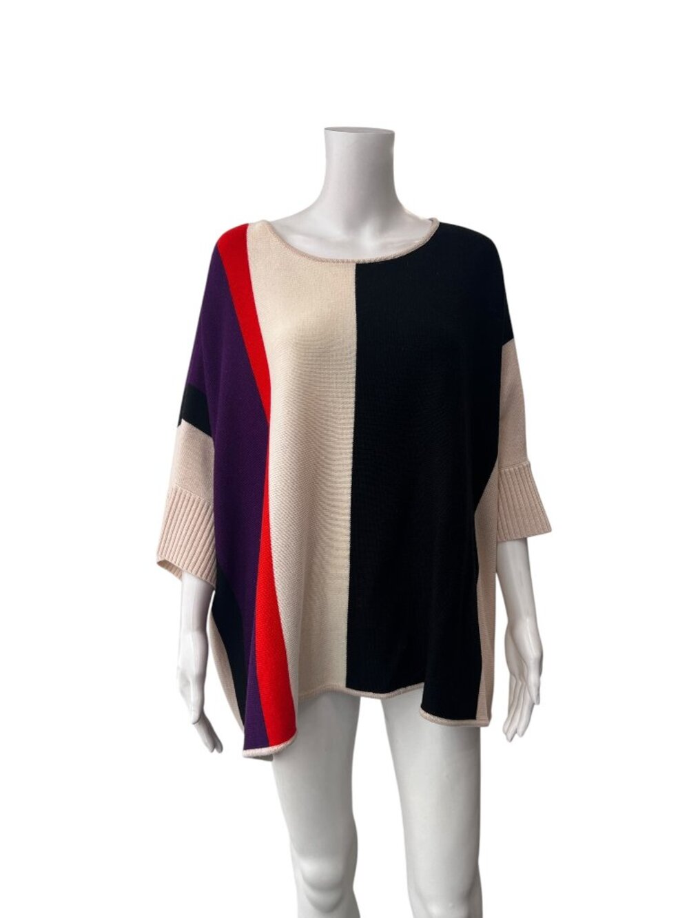 St. John Multi Knit Colorblock Stripe Pullover Sweater size XL